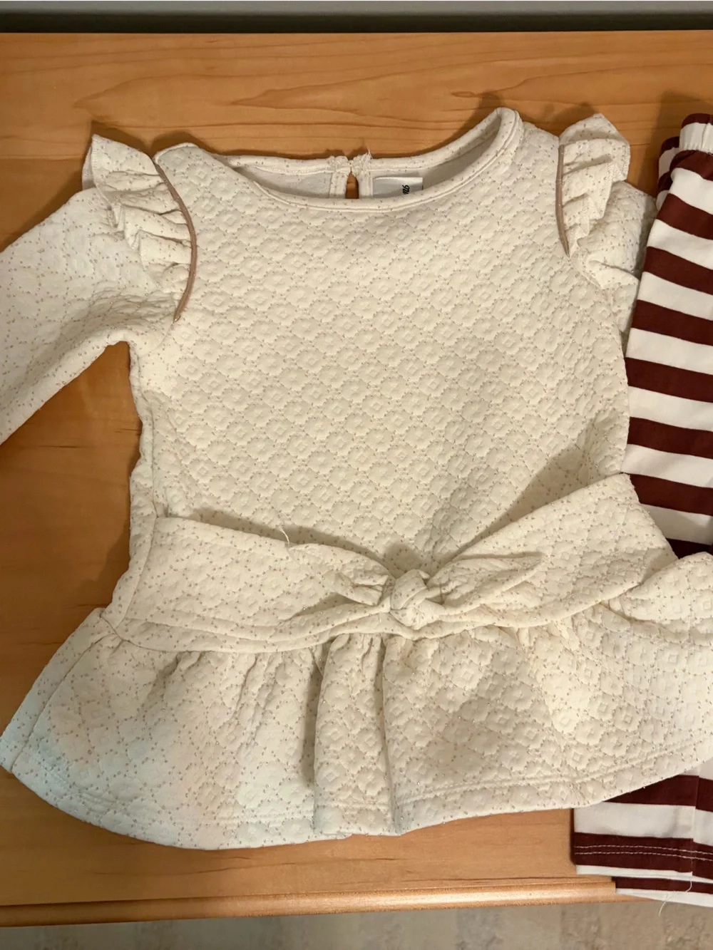 Rare Editions Cream Eyelet Front-Tie Bodysuit